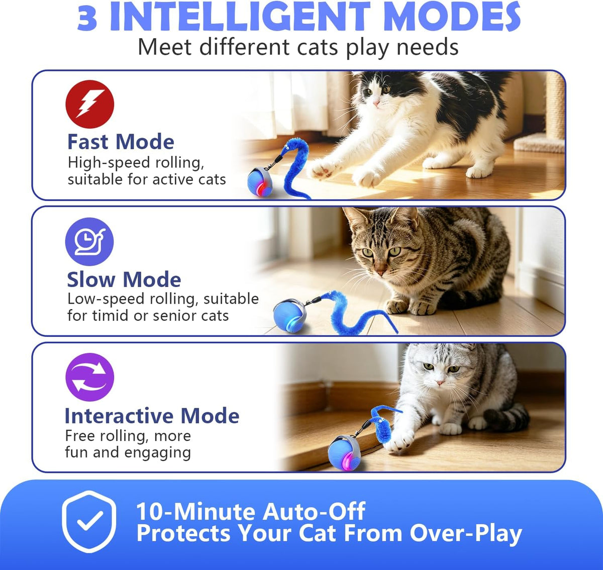 Automatic Interactive Cat Ball Toy for Indoor Kitten & Adult Cats
