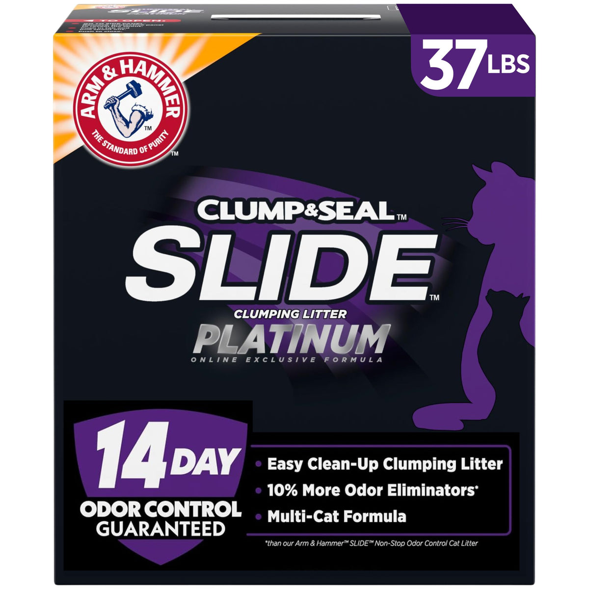 ARM & HAMMER Slide Platinum Easy Clean-Up Clumping Cat Litter, 34 lbs