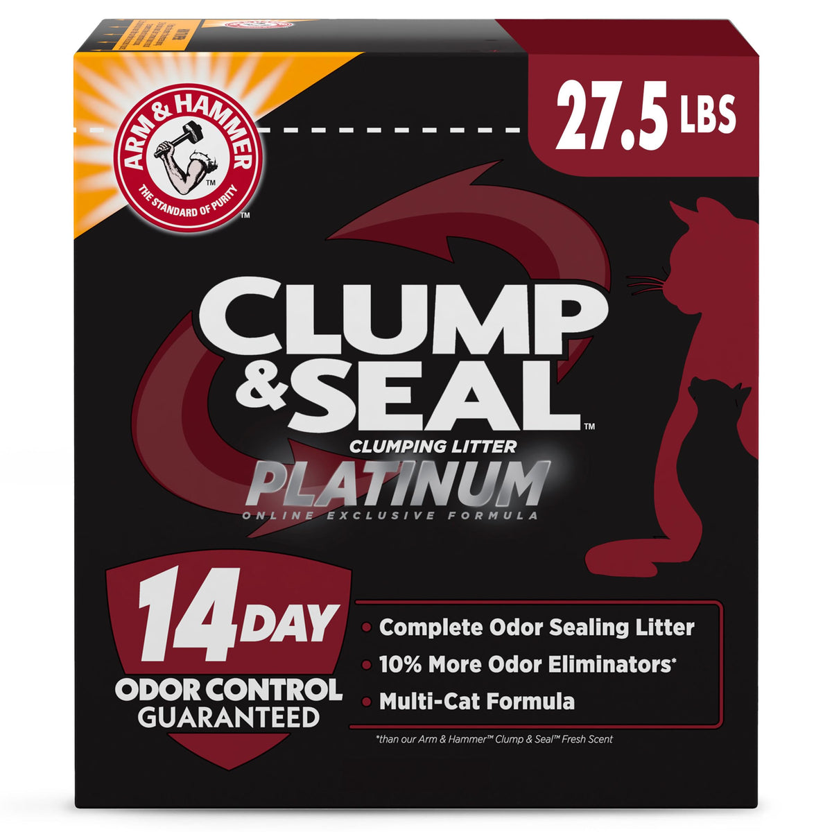 ARM & HAMMER Clump & Seal Platinum Cat Litter, Multi-Cat, 34 lbs