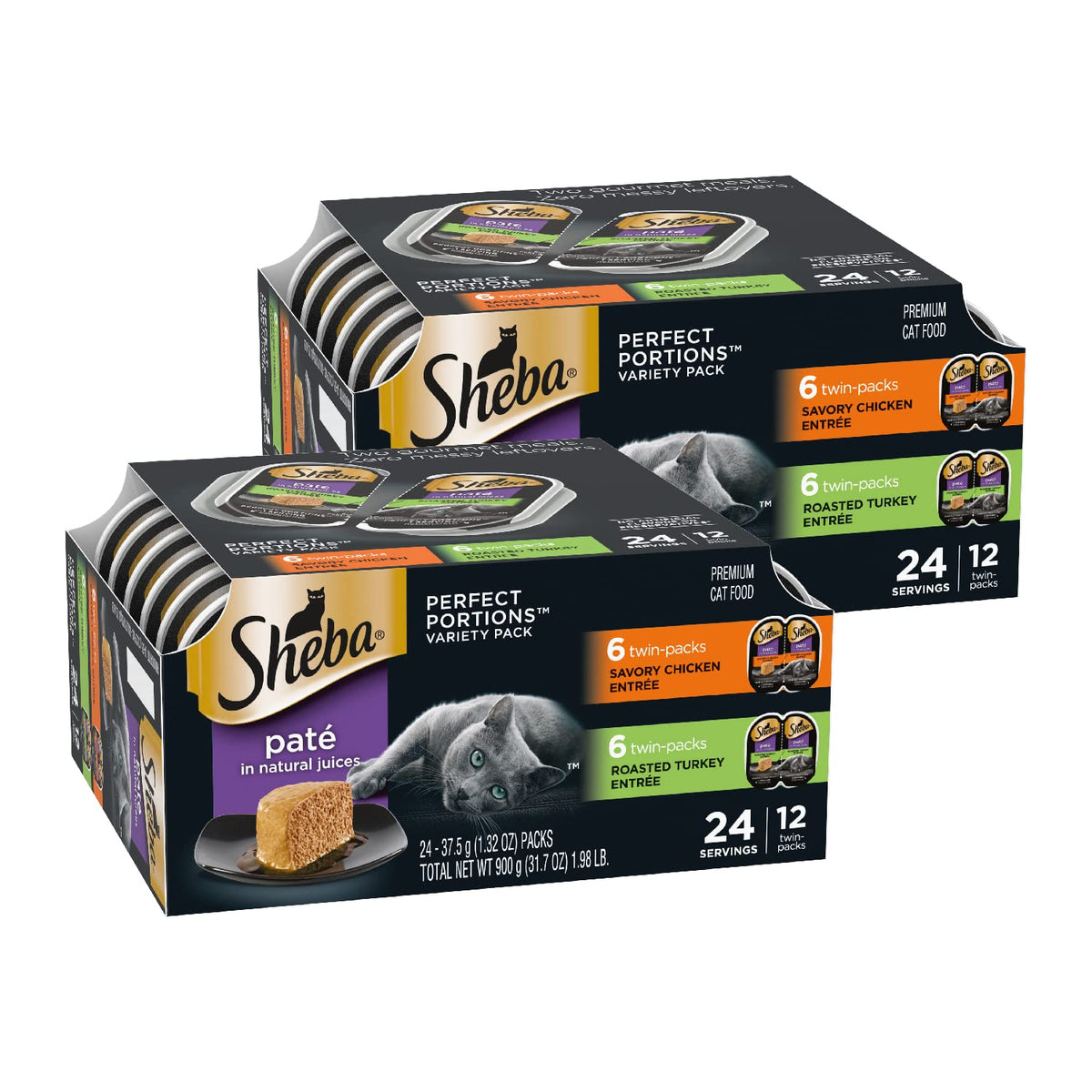 Sheba Perfect Portions Pate Wet Cat Food, Variety Pack, 2.6 oz, 48 ct