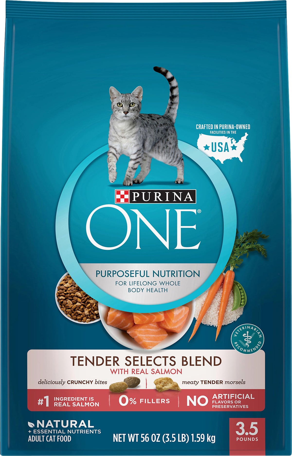 Purina ONE Tender Selects Dry Cat Food, Chicken, 22 lb Bag