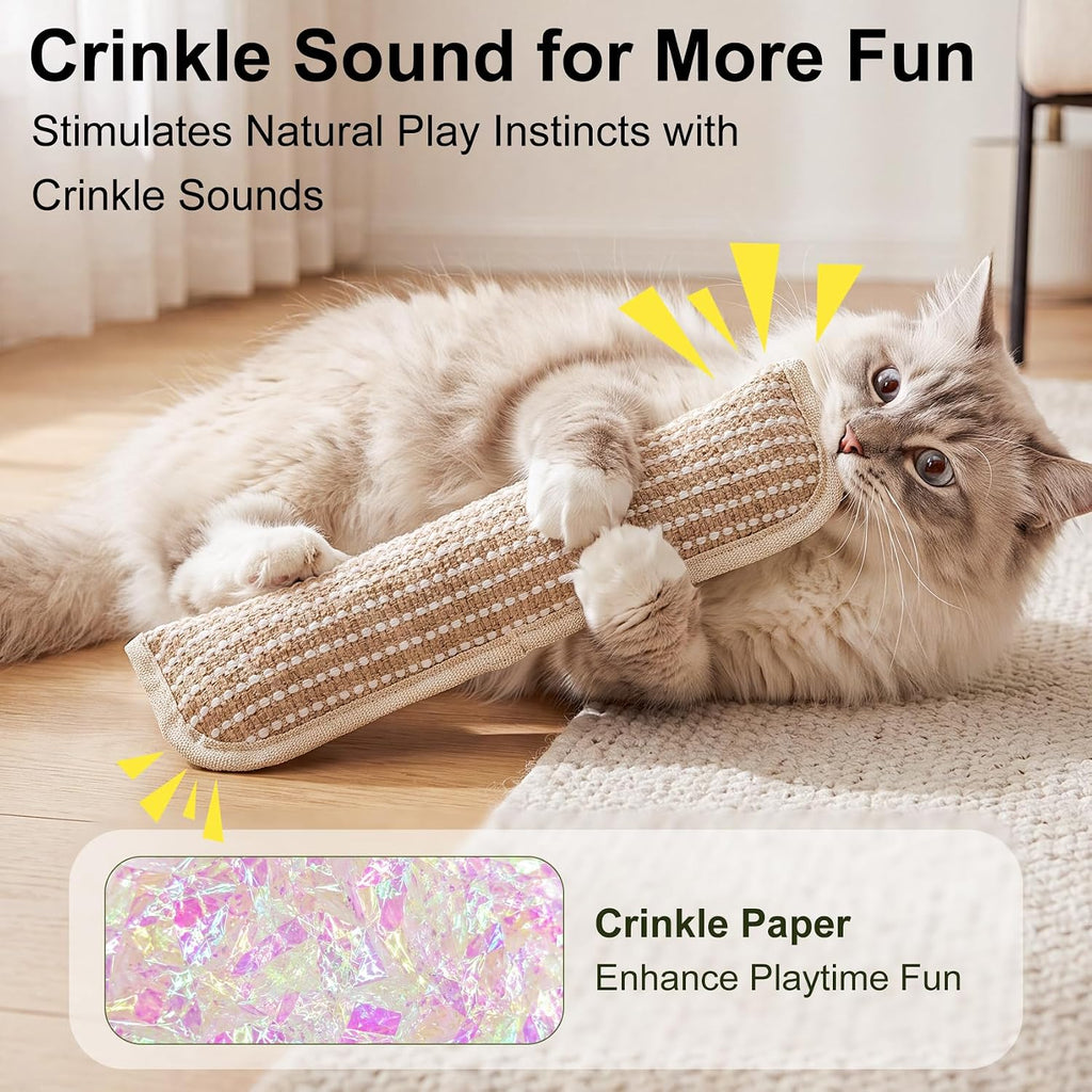 Cat Toys, 2 Pack Sisal Catnip Pillow Toys with Crinkle Sound