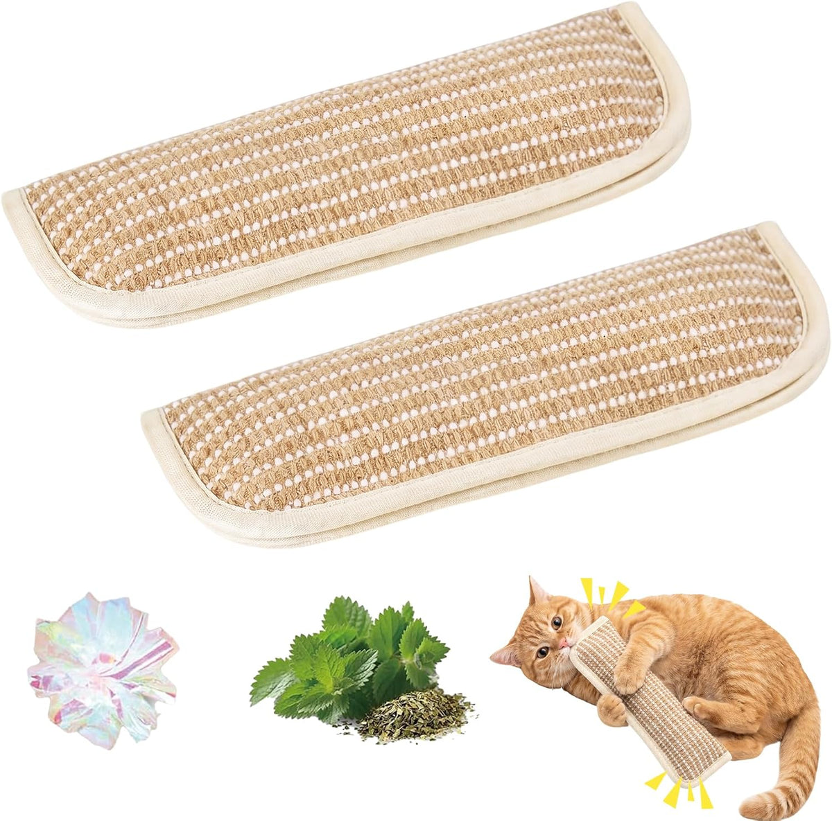 Cat Toys, 2 Pack Sisal Catnip Pillow Toys with Crinkle Sound