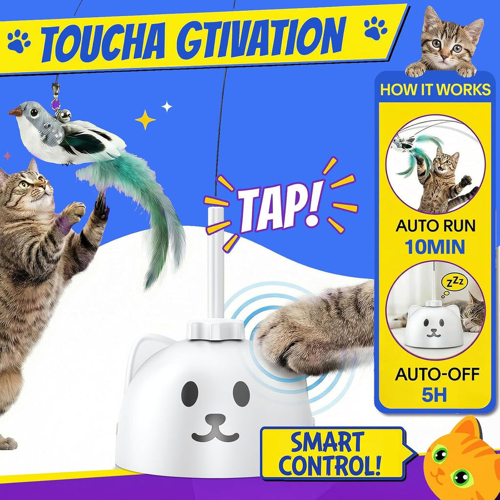CATPICK Automatic Interactive Cat Toy, Flying Bird Wand for Indoor Cats