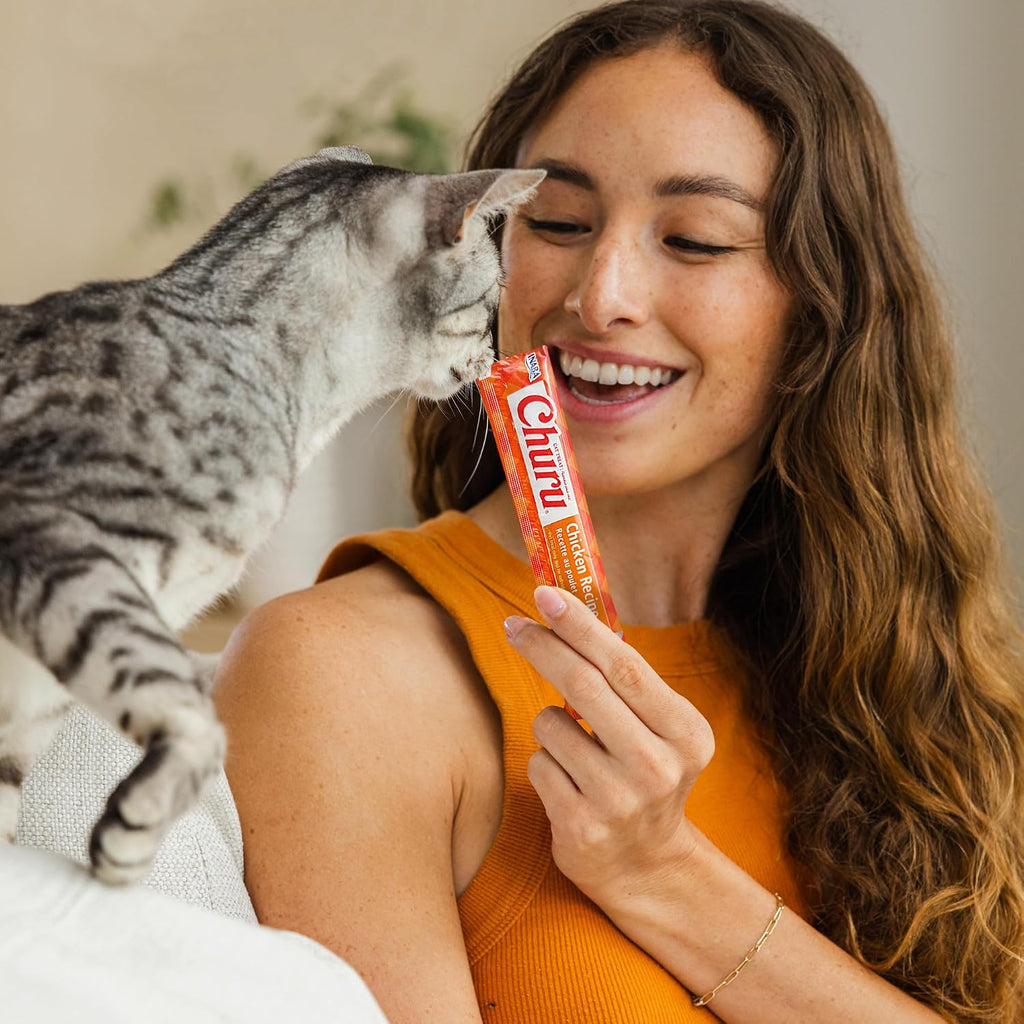 INABA Churu Cat Treats, Lickable, Squeezable Creamy Purée with Vitamin E, 0.5 Ounces per Tube, 120 Tubes Total, Tuna Variety