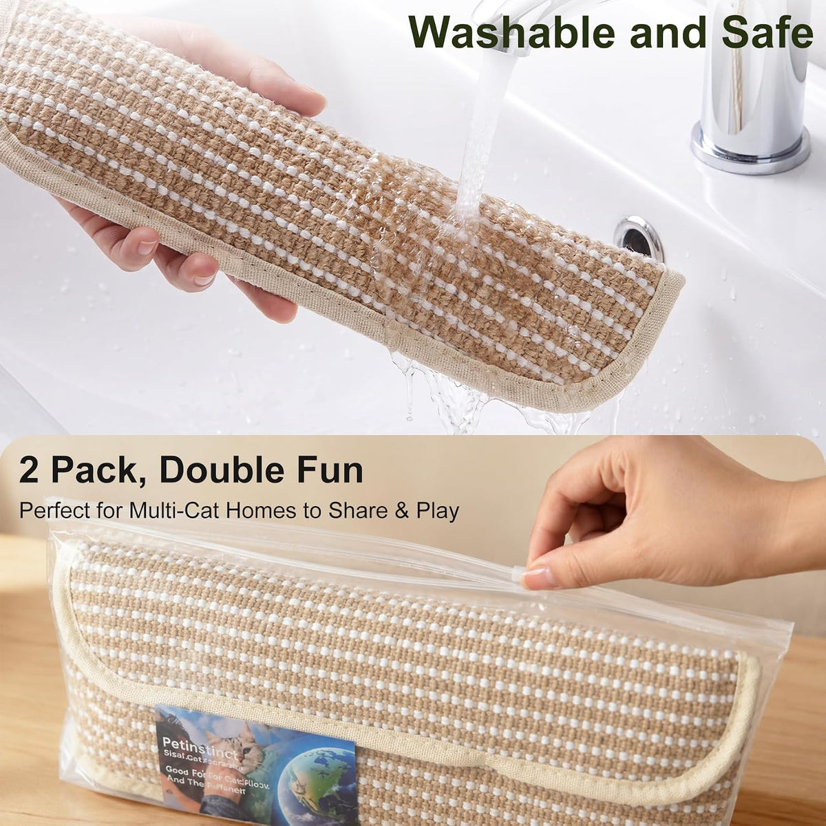 Cat Toys, 2 Pack Sisal Catnip Pillow Toys with Crinkle Sound